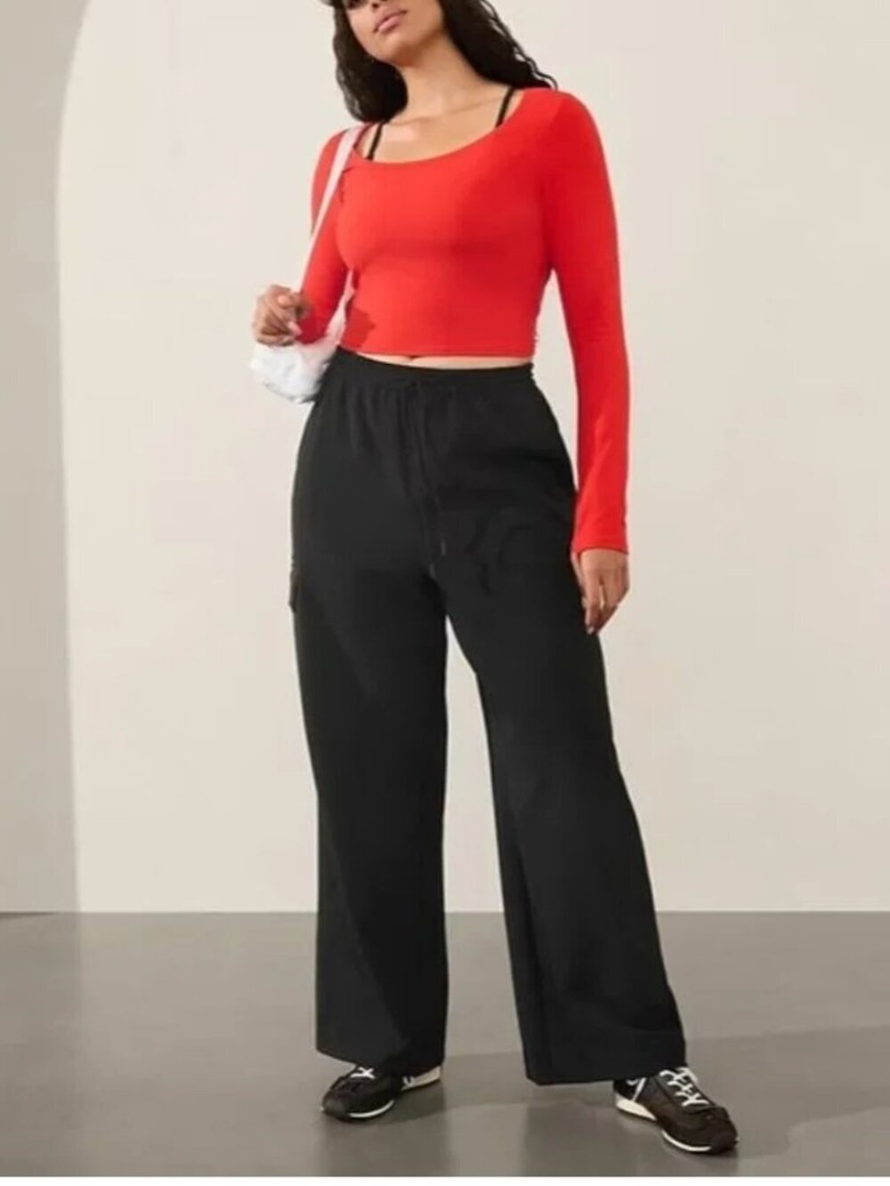NWT Athleta Promenade Wide Leg Cargo Pants Black Med Tall